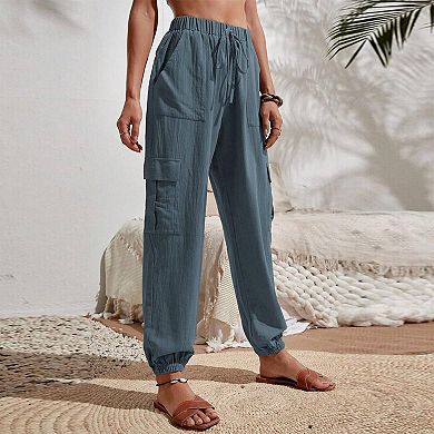 Women's Pull On Hiking Cargo Joggers High Waisted Quick Dry Slim Fit Lightweigh Drawstring Pants