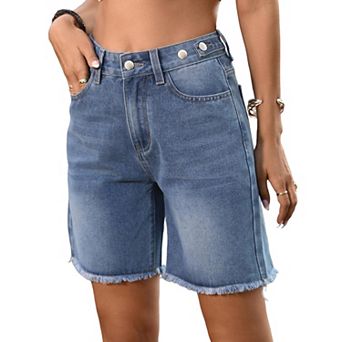 Women's High Waist Distressed Denim Shorts Summer Casual Shorts