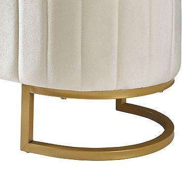 BAOURE Upholstered Velvet Button Tufted Storage Ottoman Bench With Premium Metal Legs