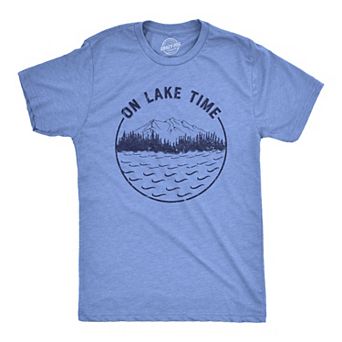 Mens On Lake Time T Shirt Cool Outdoor Camping Tee for Guys