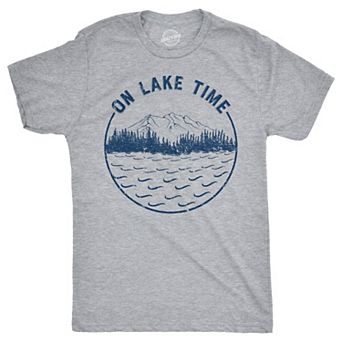 Mens On Lake Time T Shirt Cool Outdoor Camping Tee for Guys