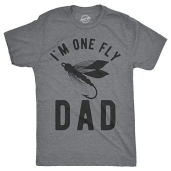 Mens Im One Fly Dad T Shirt Funny Fishing Fathers Day Tee for Guys