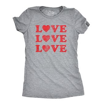 Womens Love Love Love Hearts T Shirt Cute Valentines Day Tee