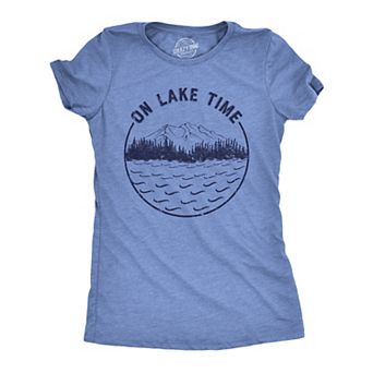 Womens On Lake Time T Shirt Funny Summer Vacation Outdoors Tee for Ladies