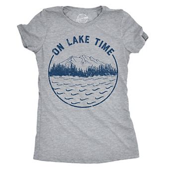 Womens On Lake Time T Shirt Funny Summer Vacation Outdoors Tee for Ladies