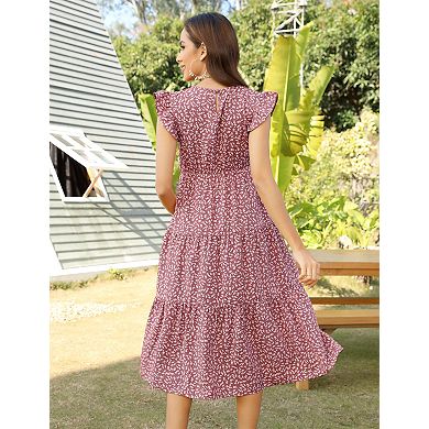 Women's Maternity Round Neck Short Sleeve Midi Dress