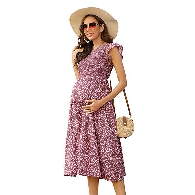midi dress for pregnancy Tiffany Rose Rosalie (Petal Pink Floral) An all time favourite Midi Maternity Dresses | Nordstrom