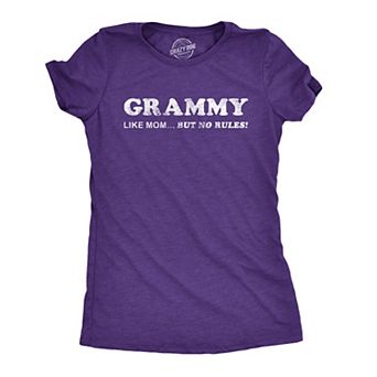 Womens Grammy Like Mom But No Rules T Shirt Funny Grandmother Tee