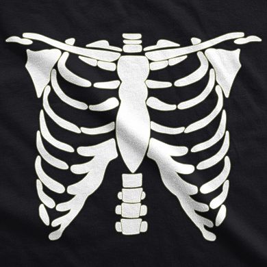 Womens Glowing Skeleton T Shirt Rib Cage Cool Halloween Glow In The Dark Tee