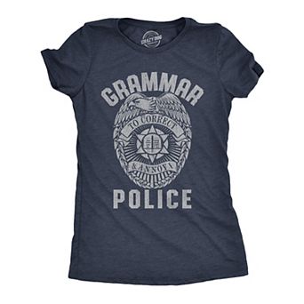 Womens Grammar Police T Shirt Funny Sarcastic English Tee