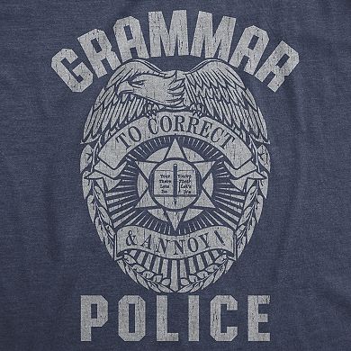 Womens Grammar Police T Shirt Funny Sarcastic English Tee