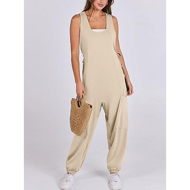 Women's Casual Sleeveless Jumpsuit with Pockets