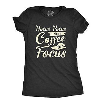 Womens Hocus Pocus I Need Coffee to Focus T Shirt Funny Halloween Witch Tee