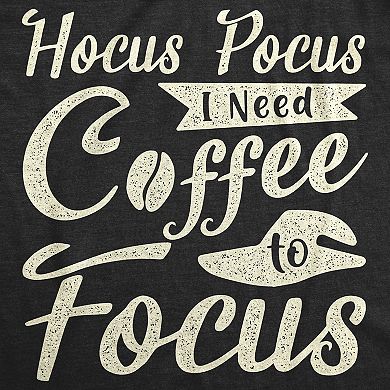 Womens Hocus Pocus I Need Coffee to Focus T Shirt Funny Halloween Witch Tee