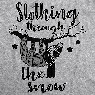 Womens Slothing Through The Snow T Shirt Funny Christmas Carol Sloth Tee