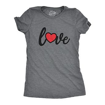 Womens Love Script Heart T Shirt Cute Valentines Day Pregnancy Tee