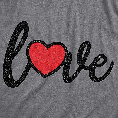 Womens Love Script Heart T Shirt Cute Valentines Day Pregnancy Tee