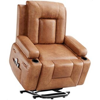 Power Lift Massage Recliner Sofa CF8008w/8-Point Heating-PU Leather,21-22"Seat,135～Recline