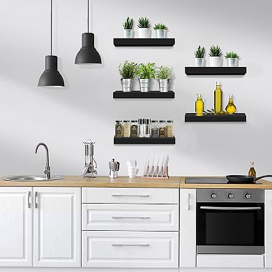 Sorbus 5 Pack 16 Inch Wall Mounted Floating Shelves - for Bathroom, Kitchen, Bedroom