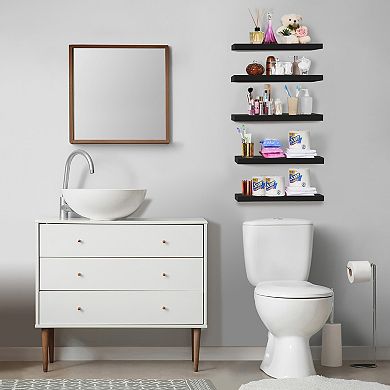 Sorbus 5 Pack 16 Inch Wall Mounted Floating Shelves - for Bathroom, Kitchen, Bedroom