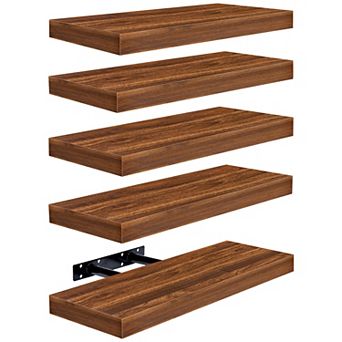 Sorbus 5 Pack 16 Inch Wall Mounted Floating Shelves - for Bathroom, Kitchen, Bedroom