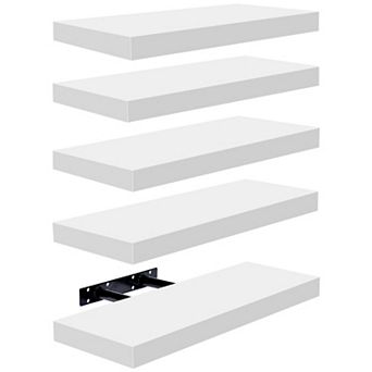 Sorbus 5 Pack 16 Inch Wall Mounted Floating Shelves - for Bathroom, Kitchen, Bedroom