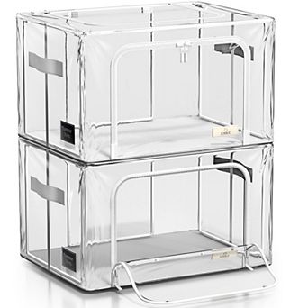 Sorbus Medium Foldable Clear Plastic Storage Bags with Metal Frame & Carry Handles
