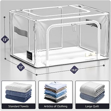 Sorbus Medium Foldable Clear Plastic Storage Bags with Metal Frame & Carry Handles