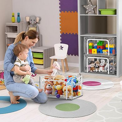 Sorbus Medium Foldable Clear Plastic Storage Bags with Metal Frame & Carry Handles