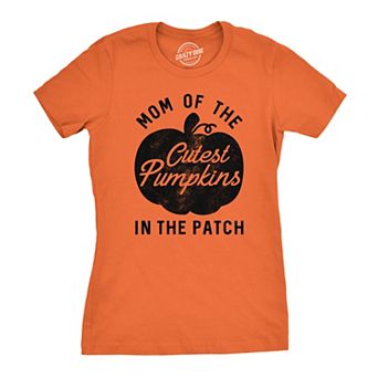 Womens Mom of The Cutest Pumpkins In The Patch T Shirt Funny Halloween Tee