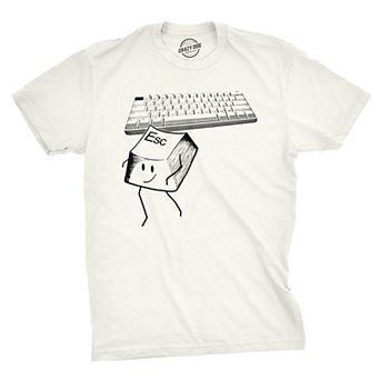 Mens Escape Key T Shirt Funny Nerdy Computer Keyboard Tee for Guys