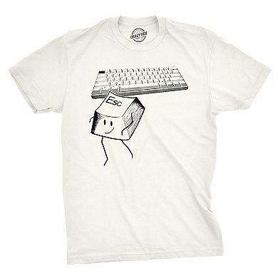 Mens Escape Key T Shirt Funny Nerdy Computer Keyboard Tee for Guys