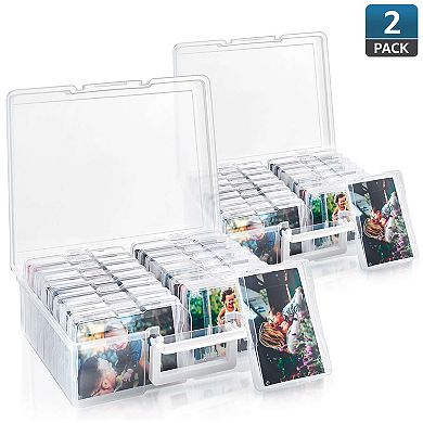 Sorbus Clear Durable Box with 16 Cases (4" x 6") - Great for Photo Organization and Craft Storage