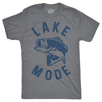 Mens Lake Mode T Shirt Funny Summer Vacation Fishing Tee for Guys