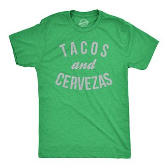 Mens Tacos and Cervezas Funny T shirt for Vacation Sarcastic Humor Graphic Top