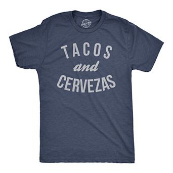 Mens Tacos and Cervezas Funny T shirt for Vacation Sarcastic Humor Graphic Top