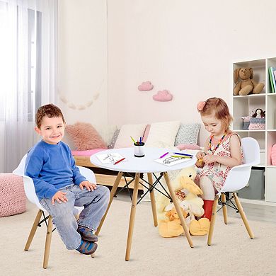 Gymax 3 Piece Kids Round Table Chair Set with 2 Arm Chairs White