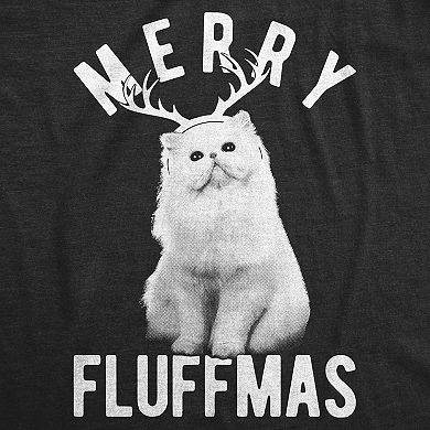 Womens Merry Fluffmas T Shirt Funny Christmas Cat Tee