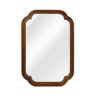 Black Walnut 20" x 30" Solid Wood Frame Rounded Corner Decorative Mirror, Tempered Glass