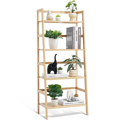 4-Tier Wood Ladder Plant Stand, Display Storage Rack Organizer for Bathroom, Living room, Office