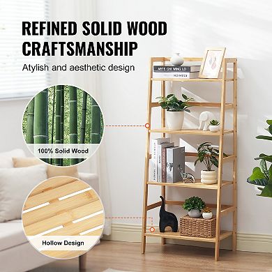 4-Tier Wood Ladder Plant Stand, Display Storage Rack Organizer for Bathroom, Living room, Office