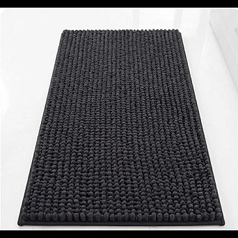 Chenille Bathroom Rug, Thick Absorbent, Non-Slip Rubber Backing