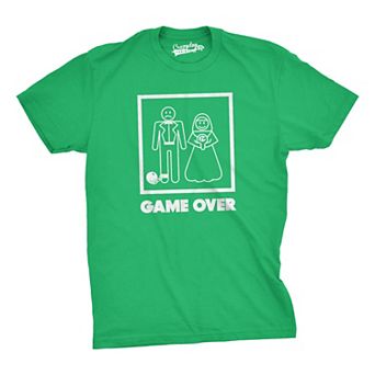 Mens Game Over T shirt Funny Wedding T shirts Humor Bachelor Party Novelty Tees