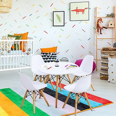 Gymax 5 Piece Kids Table Set Round Table w/ 4 Armless Chairs White