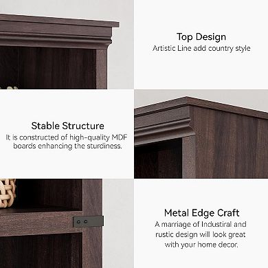 Tall Wooden Floorstanding Bookcase: Large Display & Storage Rack for Home Office & Living Room