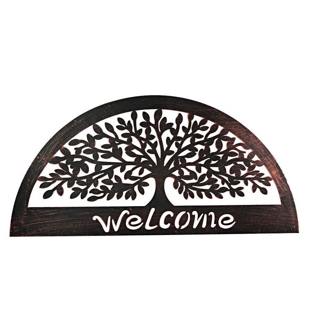 31 Inch Copper Metal Welcome Tree Wall Mounted Sign Home Decor Hanging ...