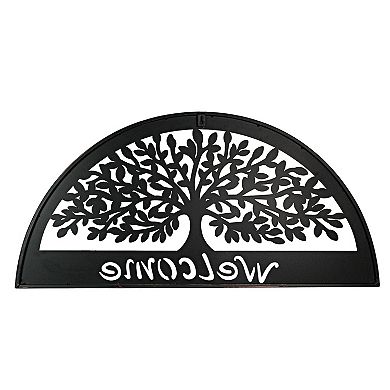 31 Inch Copper Metal Welcome Tree Wall Mounted Sign Home Decor Hanging Plaque