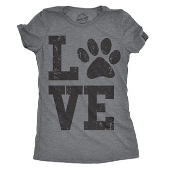 Womens Love Paw T shirt Cute Gift for Dog Mom Pet Lover Cool Funny Graphic Tee