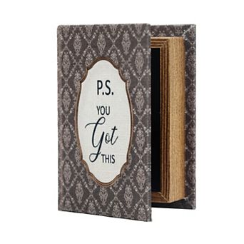 Vintage Decorative Storage Book Box with Inspirational Sentiment - P.S. You Got This