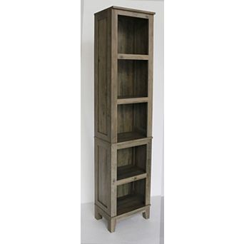 5 tier Narrow Farmhouse Bookshelf: Rustic Oak Etagere for Home Office & Bedroom
